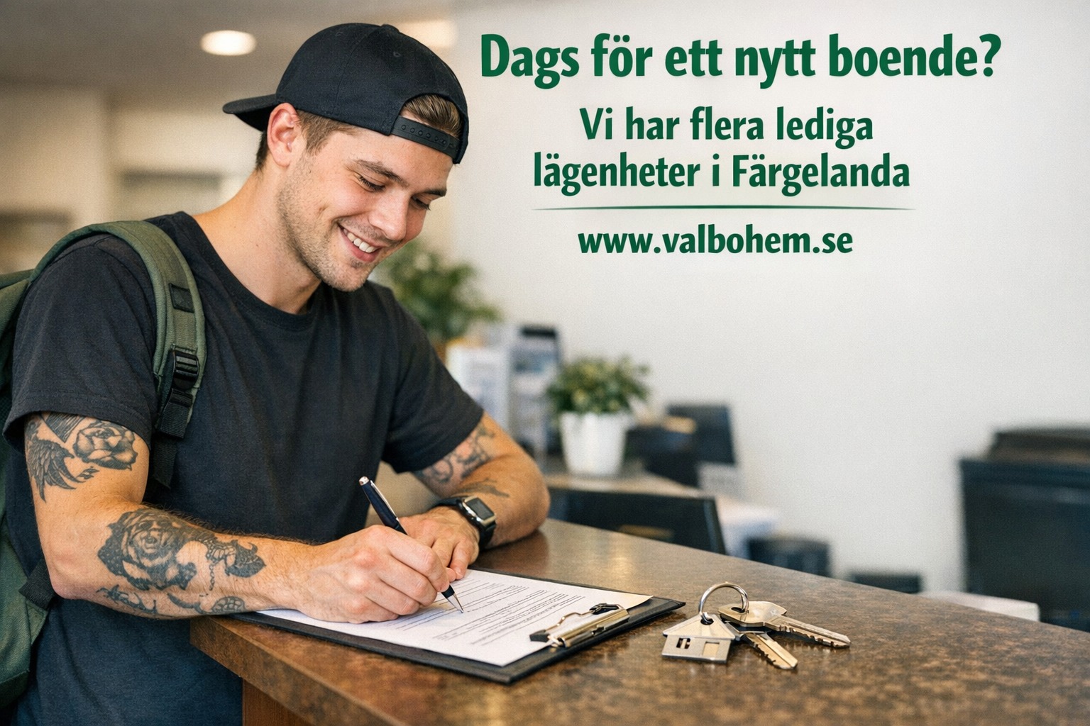 En ung man skriver kontrakt